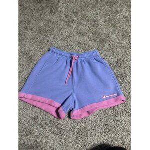 Champion Women's Two-Tone Classic Fleece Shorts Purple/pink Elastic Waist Small